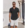 COOFANDY Mens Button Down Shirts Short Sleeve Casual Summer Beach Shirts for Men Vacation Wedding Linen Shirt(Black)