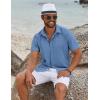 COOFANDY Mens Button Down Shirts Short Sleeve Casual Summer Beach Shirts for Men Vacation Wedding Linen Shirt(Blue)