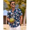 COOFANDY Mens Button Down Shirts Short Sleeve Casual Summer Beach Shirts for Men Vacation Wedding Linen Shirt(Blue Floral)