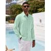 COOFANDY Mens Button Down Shirts Short Sleeve Casual Summer Beach Shirts for Men Vacation Wedding Linen Shirt(Bright Green)