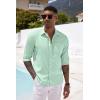 COOFANDY Mens Button Down Shirts Short Sleeve Casual Summer Beach Shirts for Men Vacation Wedding Linen Shirt(Bright Green)