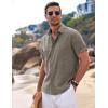 COOFANDY Mens Button Down Shirts Short Sleeve Casual Summer Beach Shirts for Men Vacation Wedding Linen Shirt(Brown)
