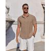 COOFANDY Mens Button Down Shirts Short Sleeve Casual Summer Beach Shirts for Men Vacation Wedding Linen Shirt(Camel)