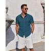 COOFANDY Mens Button Down Shirts Short Sleeve Casual Summer Beach Shirts for Men Vacation Wedding Linen Shirt(Dark Blue)
