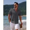 COOFANDY Mens Button Down Shirts Short Sleeve Casual Summer Beach Shirts for Men Vacation Wedding Linen Shirt(Dark Gray)
