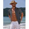 COOFANDY Mens Button Down Shirts Short Sleeve Casual Summer Beach Shirts for Men Vacation Wedding Linen Shirt(Dark Gray)
