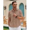 COOFANDY Mens Button Down Shirts Short Sleeve Casual Summer Beach Shirts for Men Vacation Wedding Linen Shirt(Dark Khaki)