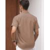 COOFANDY Mens Button Down Shirts Short Sleeve Casual Summer Beach Shirts for Men Vacation Wedding Linen Shirt(Dark Khaki)