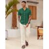 COOFANDY Mens Button Down Shirts Short Sleeve Casual Summer Beach Shirts for Men Vacation Wedding Linen Shirt(Evergreen)