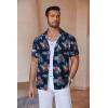 COOFANDY Mens Button Down Shirts Short Sleeve Casual Summer Beach Shirts for Men Vacation Wedding Linen Shirt(Gesang Flower)
