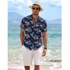 COOFANDY Mens Button Down Shirts Short Sleeve Casual Summer Beach Shirts for Men Vacation Wedding Linen Shirt(Gesang Flower)