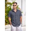 COOFANDY Mens Button Down Shirts Short Sleeve Casual Summer Beach Shirts for Men Vacation Wedding Linen Shirt(Gray& Blue)