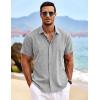 COOFANDY Mens Button Down Shirts Short Sleeve Casual Summer Beach Shirts for Men Vacation Wedding Linen Shirt(Grey)