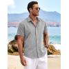 COOFANDY Mens Button Down Shirts Short Sleeve Casual Summer Beach Shirts for Men Vacation Wedding Linen Shirt(Grey)