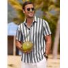 COOFANDY Mens Button Down Shirts Short Sleeve Casual Summer Beach Shirts for Men Vacation Wedding Linen Shirt(Grey-white Stripes)