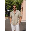COOFANDY Mens Button Down Shirts Short Sleeve Casual Summer Beach Shirts for Men Vacation Wedding Linen Shirt(Khaki)