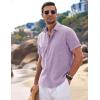 COOFANDY Mens Button Down Shirts Short Sleeve Casual Summer Beach Shirts for Men Vacation Wedding Linen Shirt(Lavender)