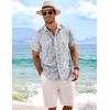 COOFANDY Mens Button Down Shirts Short Sleeve Casual Summer Beach Shirts for Men Vacation Wedding Linen Shirt(Leaf-grey)