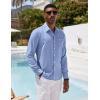 COOFANDY Mens Button Down Shirts Short Sleeve Casual Summer Beach Shirts for Men Vacation Wedding Linen Shirt(Light Blue)