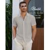 COOFANDY Mens Button Down Shirts Short Sleeve Casual Summer Beach Shirts for Men Vacation Wedding Linen Shirt(Light Gray)