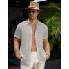 COOFANDY Mens Button Down Shirts Short Sleeve Casual Summer Beach Shirts for Men Vacation Wedding Linen Shirt(Light Gray)