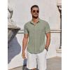 COOFANDY Mens Button Down Shirts Short Sleeve Casual Summer Beach Shirts for Men Vacation Wedding Linen Shirt(Light Green)