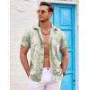 COOFANDY Mens Button Down Shirts Short Sleeve Casual Summer Beach Shirts for Men Vacation Wedding Linen Shirt(Light Green Leaf)