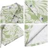 COOFANDY Mens Button Down Shirts Short Sleeve Casual Summer Beach Shirts for Men Vacation Wedding Linen Shirt(Light Green Leaf)