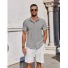 COOFANDY Mens Button Down Shirts Short Sleeve Casual Summer Beach Shirts for Men Vacation Wedding Linen Shirt(Light Grey)