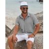 COOFANDY Mens Button Down Shirts Short Sleeve Casual Summer Beach Shirts for Men Vacation Wedding Linen Shirt(Light Grey)