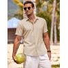 COOFANDY Mens Button Down Shirts Short Sleeve Casual Summer Beach Shirts for Men Vacation Wedding Linen Shirt(Light Khaki)