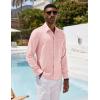 COOFANDY Mens Button Down Shirts Short Sleeve Casual Summer Beach Shirts for Men Vacation Wedding Linen Shirt(Light Pink)
