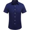 COOFANDY Mens Button Down Shirts Short Sleeve Casual Summer Beach Shirts for Men Vacation Wedding Linen Shirt(Linen – Blue)