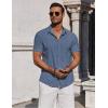COOFANDY Mens Button Down Shirts Short Sleeve Casual Summer Beach Shirts for Men Vacation Wedding Linen Shirt(Navy)