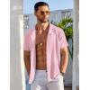 COOFANDY Mens Button Down Shirts Short Sleeve Casual Summer Beach Shirts for Men Vacation Wedding Linen Shirt(Pattern 2-pink)