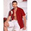 COOFANDY Mens Button Down Shirts Short Sleeve Casual Summer Beach Shirts for Men Vacation Wedding Linen Shirt(Red – Floral)