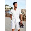COOFANDY Mens Button Down Shirts Short Sleeve Casual Summer Beach Shirts for Men Vacation Wedding Linen Shirt(Solid-white)