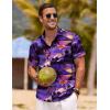 COOFANDY Mens Button Down Shirts Short Sleeve Casual Summer Beach Shirts for Men Vacation Wedding Linen Shirt(Sunset-blue Purple)