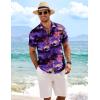 COOFANDY Mens Button Down Shirts Short Sleeve Casual Summer Beach Shirts for Men Vacation Wedding Linen Shirt(Sunset-blue Purple)