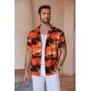 COOFANDY Mens Button Down Shirts Short Sleeve Casual Summer Beach Shirts for Men Vacation Wedding Linen Shirt(Sunset-red)