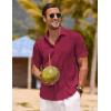 COOFANDY Mens Button Down Shirts Short Sleeve Casual Summer Beach Shirts for Men Vacation Wedding Linen Shirt(Wine Red)