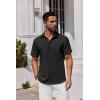 COOFANDY Mens Button Down Shirts Short Sleeve Stain Shield Dress Shirts Business Casual Shirt with Pocket(Black)