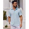 COOFANDY Mens Button Down Shirts Short Sleeve Stain Shield Dress Shirts Business Casual Shirt with Pocket(Clear Blue)