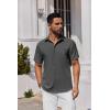 COOFANDY Mens Button Down Shirts Short Sleeve Stain Shield Dress Shirts Business Casual Shirt with Pocket(Dark Grey)