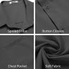 COOFANDY Mens Button Down Shirts Short Sleeve Stain Shield Dress Shirts Business Casual Shirt with Pocket(Dark Grey)