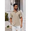 COOFANDY Mens Button Down Shirts Short Sleeve Stain Shield Dress Shirts Business Casual Shirt with Pocket(Khaki)