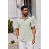 COOFANDY Mens Button Down Shirts Short Sleeve Stain Shield Dress Shirts Business Casual Shirt with Pocket(Light Green)
