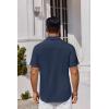 COOFANDY Mens Button Down Shirts Short Sleeve Stain Shield Dress Shirts Business Casual Shirt with Pocket(Navy Blue)