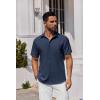 COOFANDY Mens Button Down Shirts Short Sleeve Stain Shield Dress Shirts Business Casual Shirt with Pocket(Navy Blue)