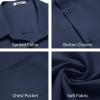 COOFANDY Mens Button Down Shirts Short Sleeve Stain Shield Dress Shirts Business Casual Shirt with Pocket(Navy Blue)